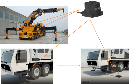 cable transducer for cranes or cherry picker booms